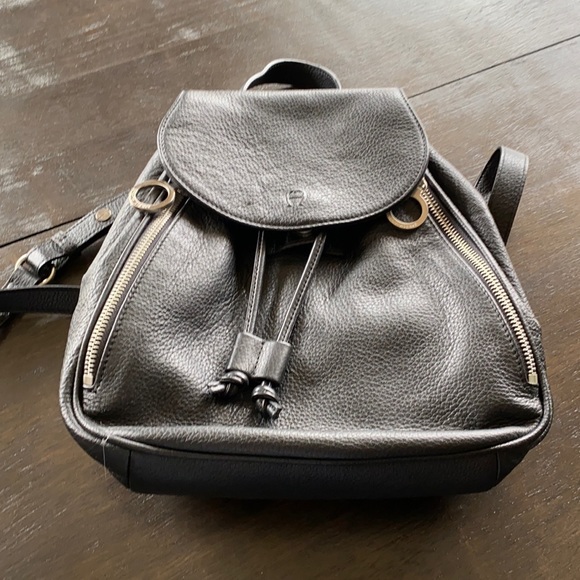 Etienne Aigner Bags Black Leather Backpack Poshmark